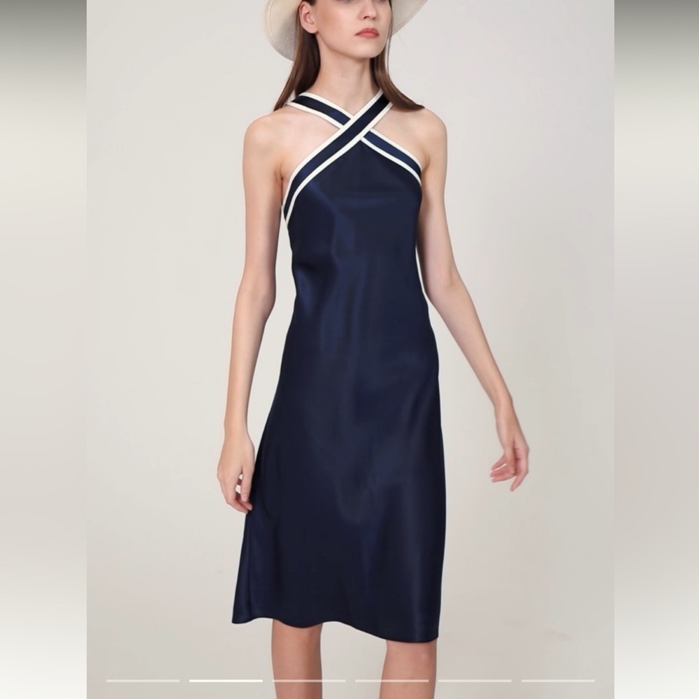 Lilysilk Glossy Camellia Silk Halter-Neck Dress - Picture 1 of 10